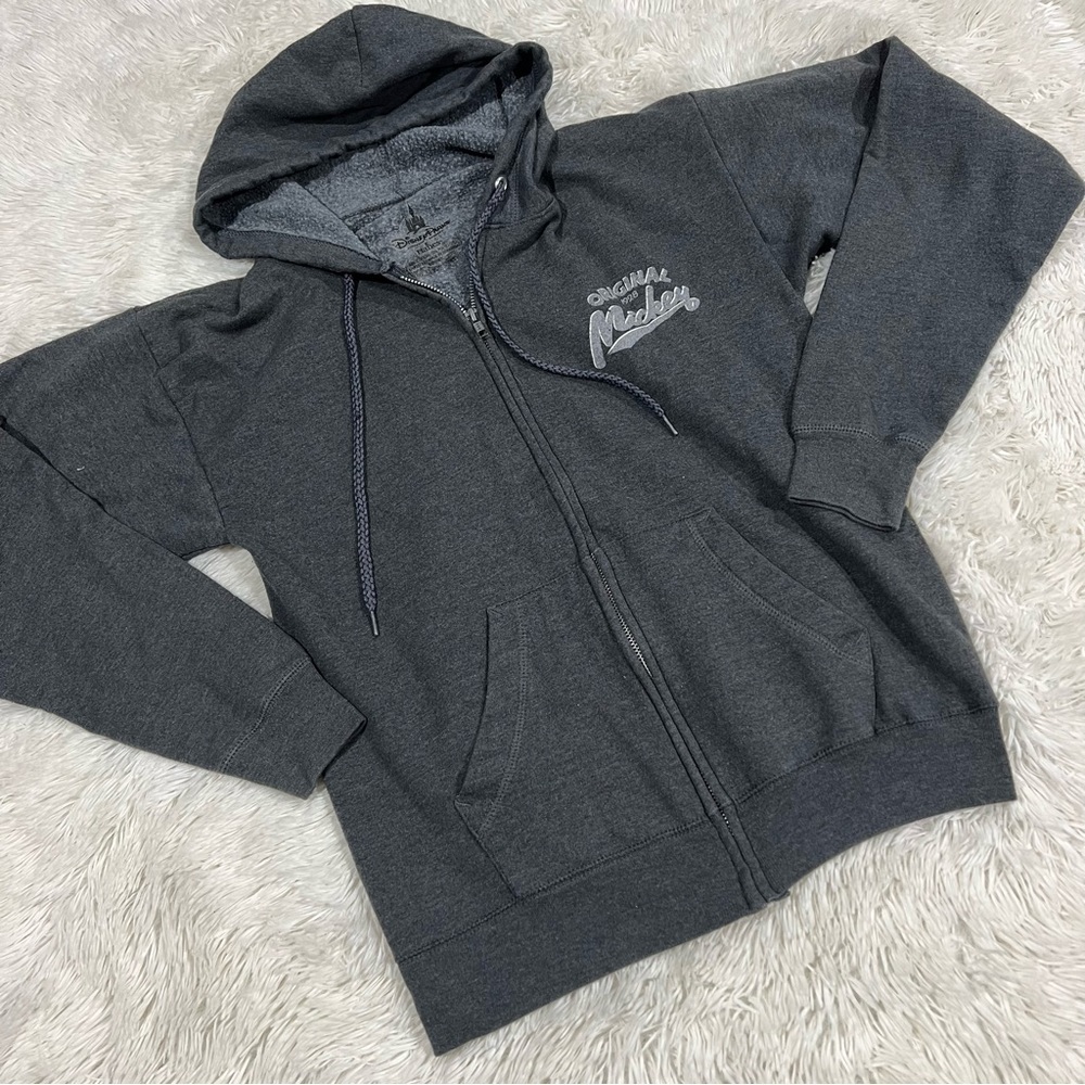 Disney Parks Mickey Mouse 28 Full Zip Hoodie Grey Men’s Size Small